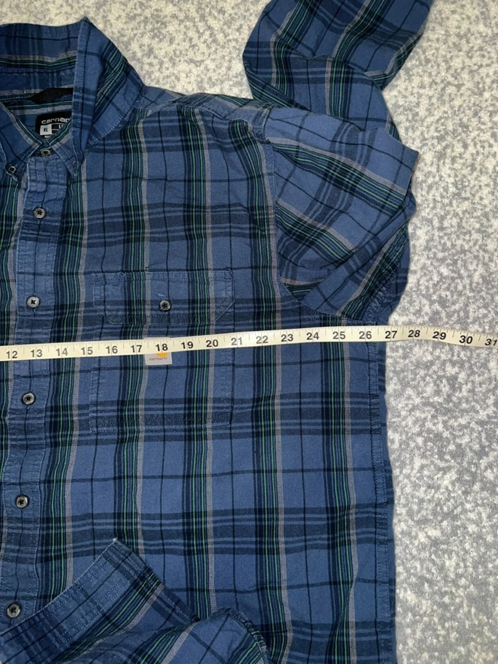 Carhartt TW4447 Men's Loose Fit Midweight Chambray Plaid Long Sleeve Shirt XL - Picture 9 of 12